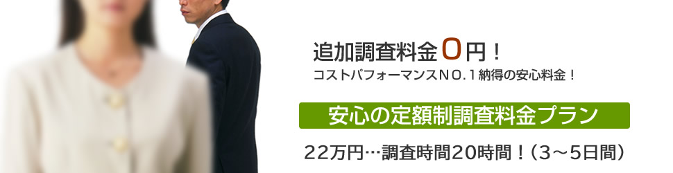 [安心の定額制調査料金プラン]20万円…調査時間20時間！（3～5日間）